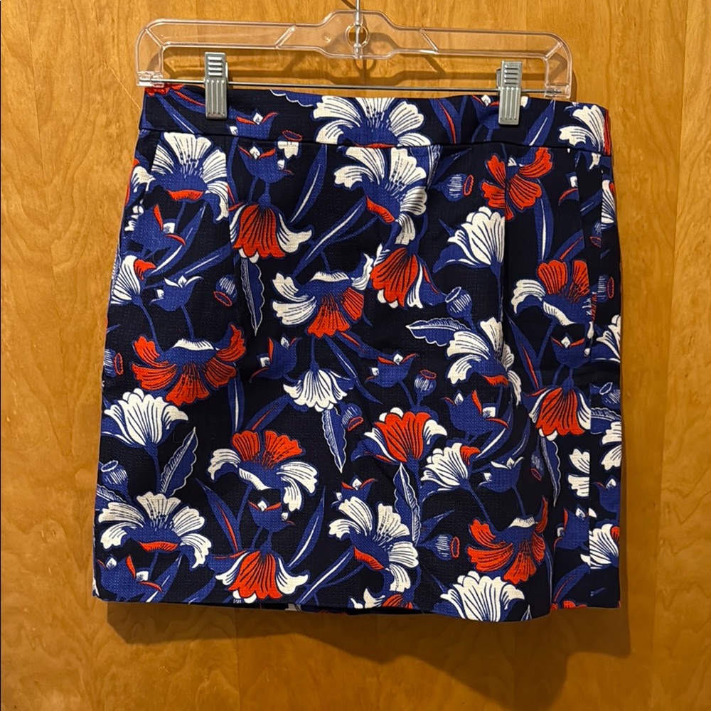 j Crew Floral Navy structured Skirt